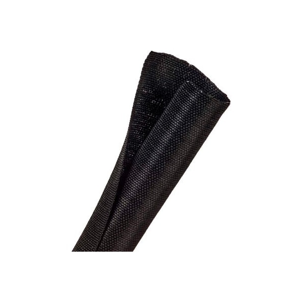 Techflex F6 Woven Split Wrappable Sleeve 1in Dia., 50', Black